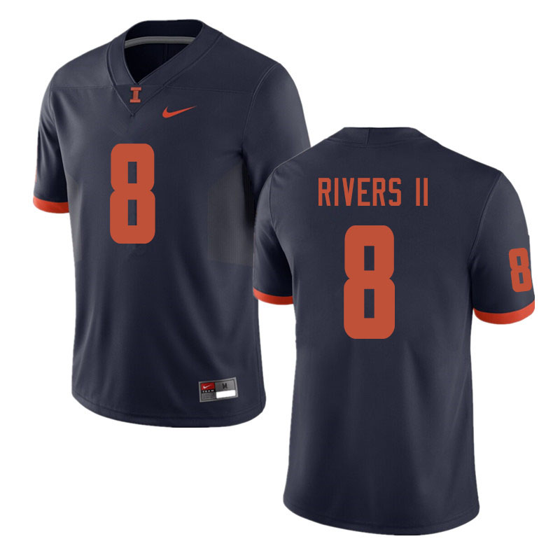 Men #8 M.J. Rivers II Illinois Fighting Illini College Football Jerseys Sale-Navy